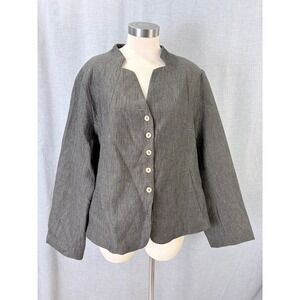 LINTICO Amelia 100% European Linen Fitted‎ Jacket Neutral Grey XXL